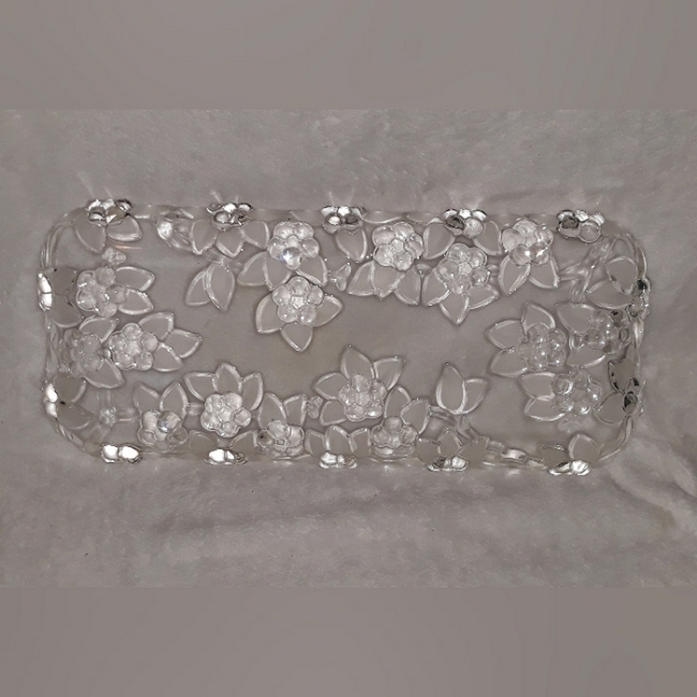 Walther Glas West Germany Crystal Floral Tray Carmen Satiniert Embossed Flowers